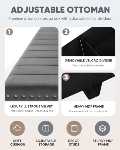 Image of B FSOBEIIALEO 43 inch Tufted Storage Ottoman Bench Storage Chest, Grey