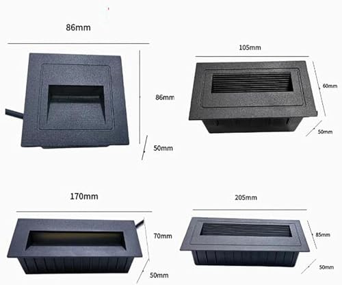 DARZYS Buried Light, LED Underground Lamp, Rectangular Long Strip Underground Lights,Waterproof Outdoor Wall Lights, Anti-Glare Side-Emitting Spotlight(6w White,205 * 85MM)