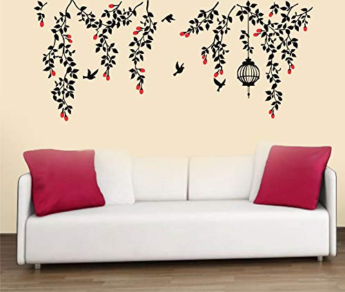 Byte Shop Black Decal Decorative Birds Leaves with cage for Home Decorative Wall Sticker for Home Decor (PVC Vinyl) (B08SC8L2D8) Amazon Price History, Amazon Price Tracker