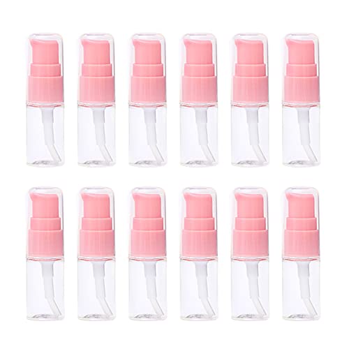 FSSTUD 12 Stück 10ml Mini Lotion Pump Flaschen Leere Nachfüllbare Kosmetikflaschen Creme Lotion Spender Reise Foundation Behälter Make-up Proben Fläschchen Behälter Transparent