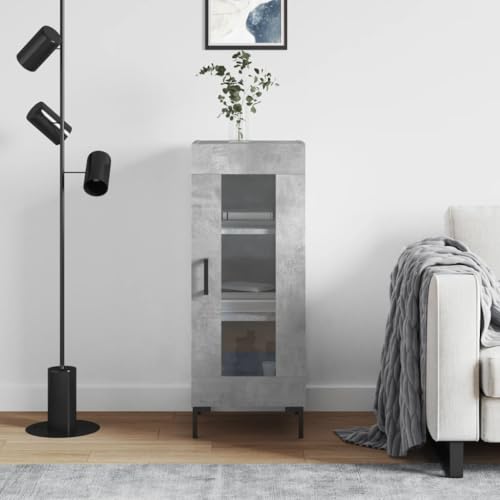 Lalfkkii Aparador armario portaobjetos buffet moderno decoración interior mueble entrada para salón, dormitorio u oficina, diseño sencillo y práctico, gris cemento, 34,5 x 34 x 90 cm