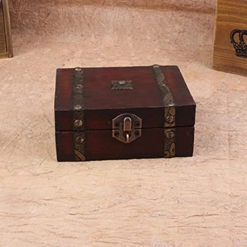 Boîte de rangement rétro en bois avec serrure pour bijoux et bibelots