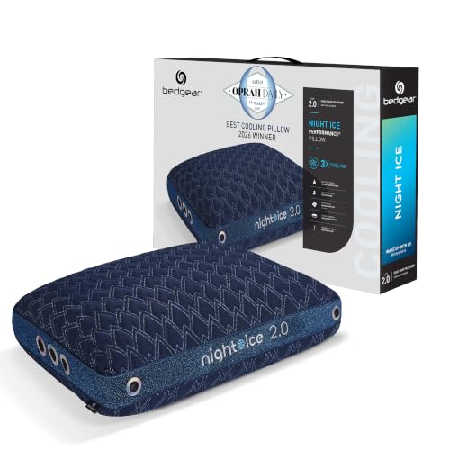 Bedgear Night Ice Performance Pillow Oprah Daily 2026 Best Cooling Pillow Size 2.0 Medium-High for Back & Side Sleepers 3-Layer Cooling System with Ver-Tex Cover & Air-X Mesh
