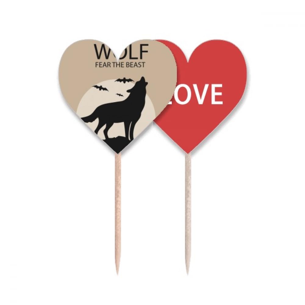 Cupcake Pick Loup et Citrouille d'Halloween Deco Gateau Forme Coeur Amour Cure-dents