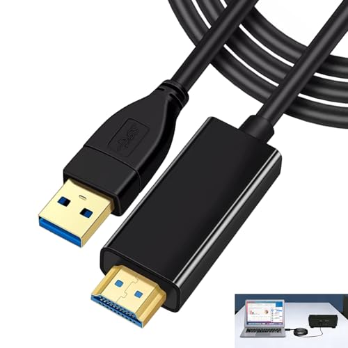 USB 3.0 to HDMI Cable 1.8M 1080P USB to HDMI Converter Cable USB 3.0 to HDMI Male Video Audio Graphics Adapter for Multi Display Screen Mirroring & Extension Suitable for PC Laptop Projector HDTV TV