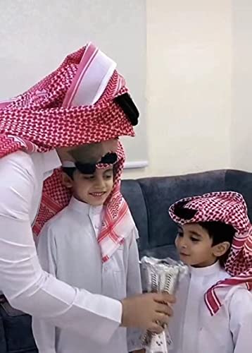 Image of PENINSULA LOVE Men Arab Shemagh keffiyeh Scarf Muslim Turban Middle East Desert Hijab Head Wrap Shemagh with Aqel Rope 54x54