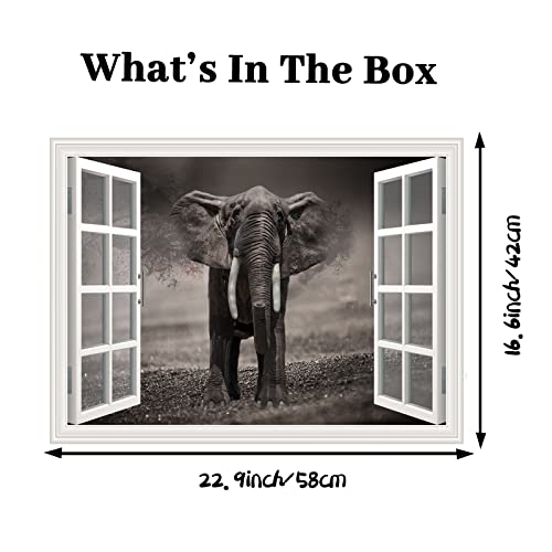 Removable Wall Art Mural Sticker Window View Elephant Photography Landscape Wall Decal For Living Room Bedroom Office Decor #TOP1