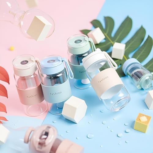Image of Mini Glass Water Bottle 340ML, Leak-Proof Double-Walled Travel Bottle | Small Water Bottle for School, Office, Coffee & Picnic (Multicolour, 1 Piece)