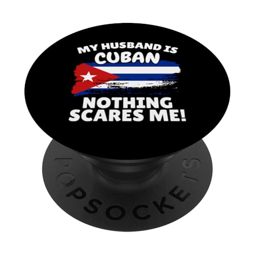 My Husband Is Cuban Funny Cuba Flag Gift for Wife PopSockets Adhesive PopGrip