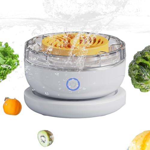 Fyrdyn Máquina Lavadora de Frutas | Purificador y Limpiador de Frutas y Verduras | Accesorio de Cocina Automático Recargable Portátil con Rotación para Eliminar Suciedad en y Verduras para el