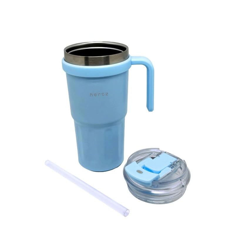 Image of NERTZ Groove Tumbler 600ml Stainless Steel Insulated | Double Wall Vacuum Bottle with Straw Lid & Wide Mouth Lid | Hot & Cold Bottle Leak Proof, BPA Free for Gym, Travel, Office