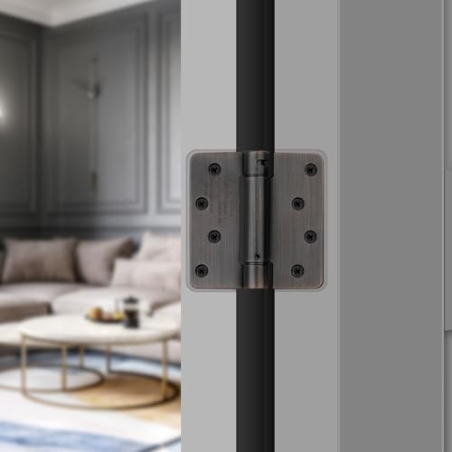 Haidms 6 Pack Spring Hinge 4 Inch Oil Rubbed Bronze Self Closing Door Hinges with 1/4'' Radius Corner Adjustable Tension for Residential & Heavy-Duty Door Hardware by Haidms - Used condition - Image 6