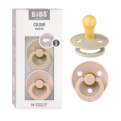 Image of Bibs Pacifiers Color Collection, Set of 2 BPA-Free Latex Pacifiers Made in Europe, Round Nipple Baby Pacifier.