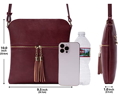 Image of Solene Womens Lightweight Medium Crossbody Purse with Tassel, Perfect Size Crossbody Bags for Daily Use, travel