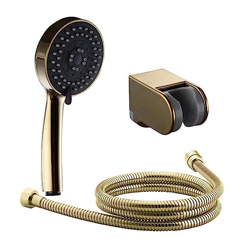 Pommeau de douche doré avec flexible 1,5m et 3 fonctions de jet ABS