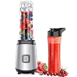 🍓【Garantía de Seguridad & Fácil de Limpiar】Batidora de Vaso Individual utiliza materiales libres de BPA, para que usted y su familia puedan beber batidos de manera segura y saludable. Este licuadora portátil solo funcionará cuando la botella esté correctamente instalada en la posición de bloqueo, lo que maximiza la seguridad. La base está equipada con patas y asas antideslizantes para que sea más estable durante el funcionamiento.