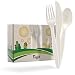 Fuyit 150 Count Compostable Cutlery Set, Disposable Biodegradable Utensils Eco-friendly Durable Cornstarch Flatware Includes 50 Forks, Knives & Spoons for Party, BBQ, Picnic & Potlucks (White)