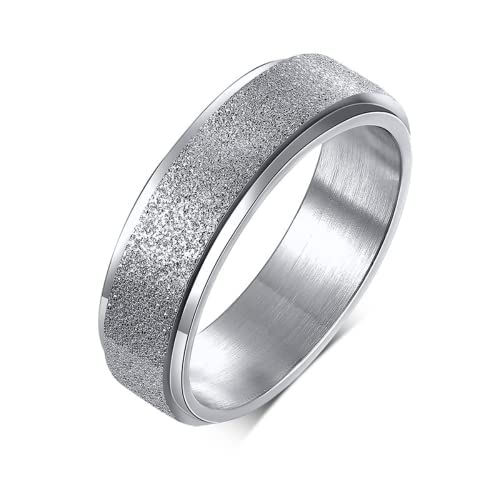 Bague argent anti stress et alliance couple amour en acier inoxydable 6mm