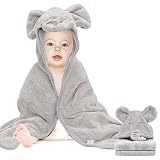 🐘Suave y súper absorbente - Nuestras toalla bebe con capucha ayudan a eliminar rápidamente la humedad de la piel del bebé, manteniendo al bebé recién nacido cálido, seco y cómodo después del tiempo de baño, natación o playa.