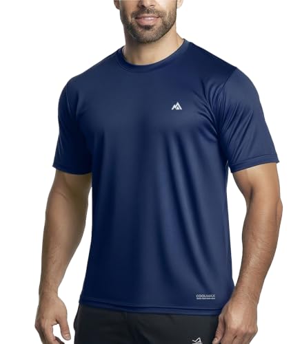 GritGlacier Instant Cooling Workout T-Shirt Quick Dry Performance Athletic Tee for Running Gym & Training Moisture Wicking Comfort Undershirt(Eclipse L)