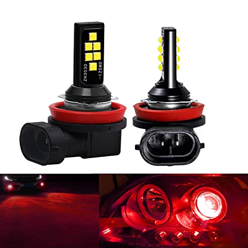SOCAL-LED LIGHTING 2x H11 H8 Bombilla de luz antiniebla LED Advanced 3030 SMD Lámpara DRL de circulación diurna colorida brillante, rojo