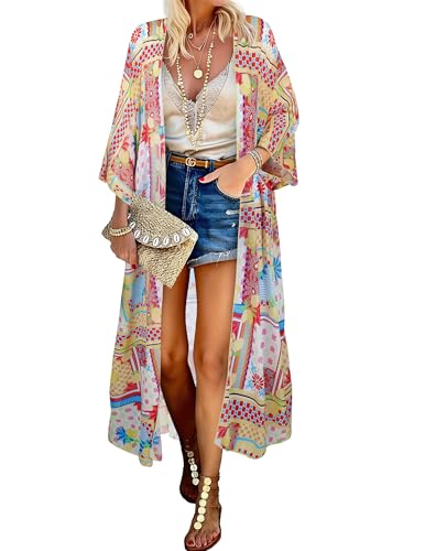 MayBuy Kimonos for Women Swimsuit Coverups Beach Casual Loose Boho Summer Lightweight Cardigans for Swimwear