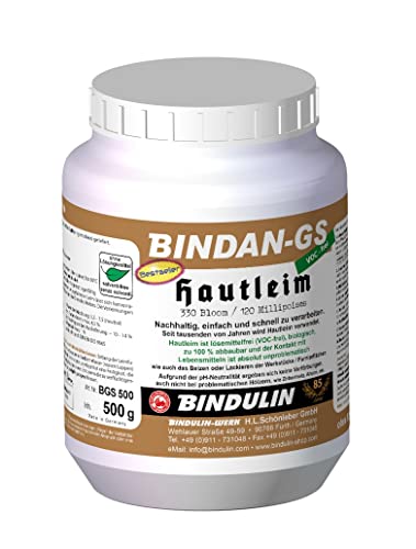 Holzleim Bindan Hautleim Glutinleim 500 g biologisch, zu 100% abbaubar ohne Konservierungsmittel inkl. Leimpsachtel und Pinsel von E-Com24 (Hauttleim 500 gr.)