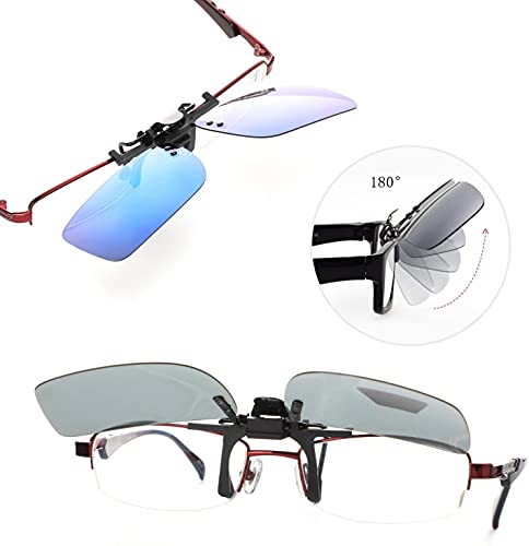 Image of Hifot Clip on Sunglasses 4 Pack,Polarized Lens Fit Over Prescription Glasses,Flip up Rimless Sunglasses