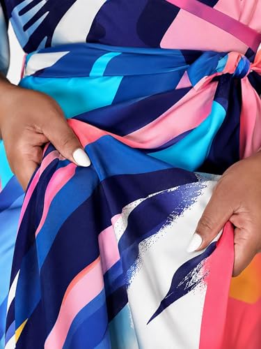 Image of PinkPatty Women's Plus Size Maxi Dress Print 3 /4 Sleeves V Neck Party Sundress Wedding Guest Dresses