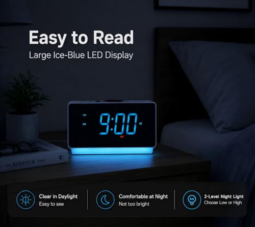 iTOMA Alarm Clock Radio with Bluetooth Speaker, FM Radio and Dual Alarm - Image 4