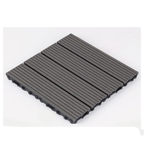 Baldosas de terraza compuestas de 11 piezas, aprox. 11 baldosas por 1 m², tarima de plástico de 30 x 30 cm, suelo de jardín para uso exterior, con losas de terraza (Dark gray)