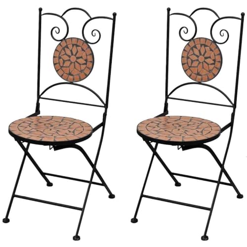 vidaXL Set 2 pz Sedia Bistro con Mosaico Terracotta