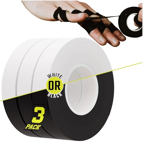 EAGLES Finger Tape 2, 3, 6 or 12 Pack Black or White | Residue Free Skin Friendly Strong Athletic Sports Tapes | 0.5” x 45 Ft for BJJ Jiu Jitsu Grappling MMA Knob Tape Weight (White, 3 Pack)