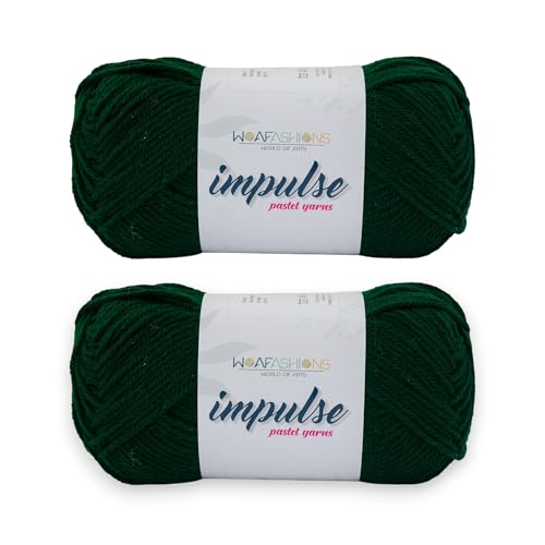 Image of WOAFashions Impulse Hand Knitting & Crochet Yarn, Premium Acrylic, 4 : Medium (Zucchini) (2x100gms / 3.5oz / 200mtr / 218yds)