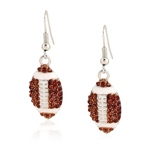 Alloy Rhinestone Football Rugby Earrings for Women Party Jewelry Dangle Drop Stud Earrings Sparkling Sports Fan Game Day Accessories