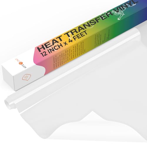 HTVRONT Heat Transfer Vinyl Roll -12" x 4FT White HTV Vinyl for T-Shirts