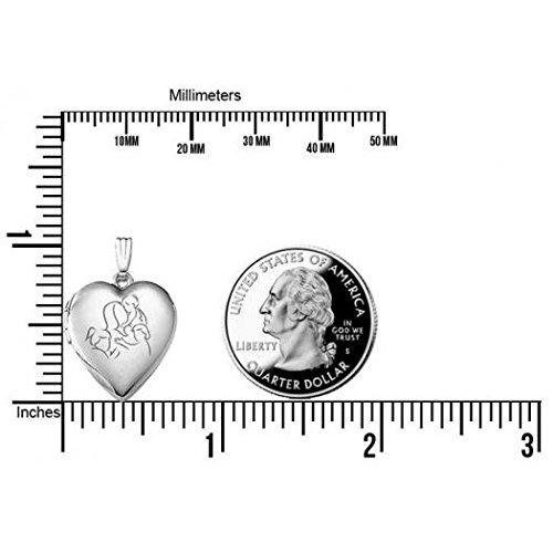 PicturesOnGold.com Sterling Silver Mom with Three Daughters Heart Locket - 3/4 Inch X 3/4 Inch with Engraving2