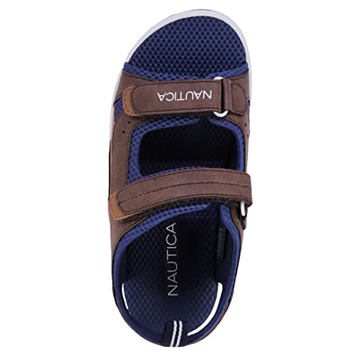 Nautica Kids Sports Sandals, Open Toe Athletic Beach Water Shoes - Boys - Girls - Little Kid Big Kid-Helm Logo-Brown Tan Ivory-13 #TOP3