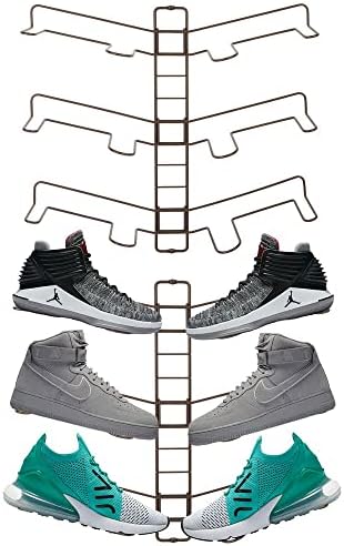 mDesign Set of 2 Shoe Rack  Adjustable Shoe Storage for 3 Pairs of Trainers, Sports Shoes and More  Space-Saving Wall-Mounted Shoe Rack  Bronze