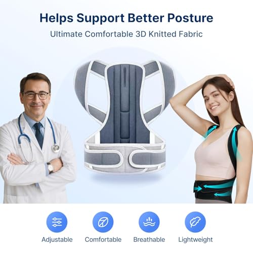 Image of TOVIKI Posture Corrector Belt for Men & Women | Back Brace for Lower Back Pain Relief | Lumbar & Shoulder Support Straightener | Adjustable Orthopedic Back Belt Kamar Dard Belt (BLACK)