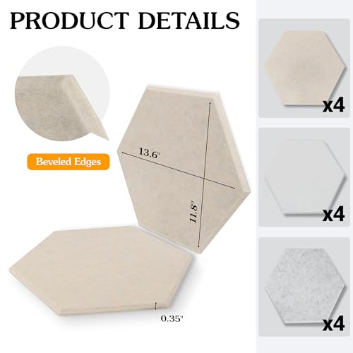 Image of Acoustic Panels, Magrowill 12-Pack Soundproof Wall Panels 14 X 12 X 0.4 Inches, Sound Absorbing Panels with Full Self-Adhesive, Interior Wall Decor Felt Tiles Board
