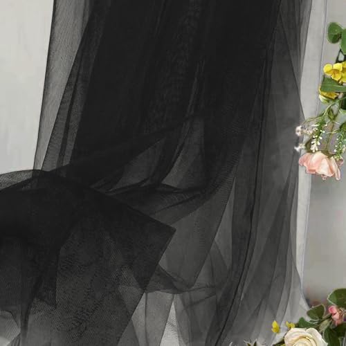Tissu en tulle noir organza - 5 m x 160 cm, pour bricolage, table, fête, décoration de mariage, jupe en tulle
