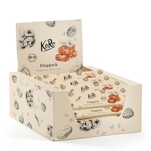 KoRo - Bio Flapjack Raspberry White Choc 15 x 60 g - Vegan & glutenfrei - Ballaststoffreich - Idealer Snack für zwischendurch