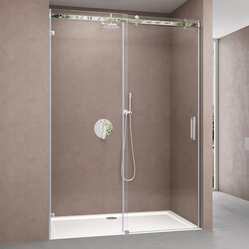 Sogood Porte de Douche Transparent pour Niche 130cm Paroi de Douche avec Porte Coulissante Teramo4-2 en Verre de Sécurité Anticalcaire 130x195cm