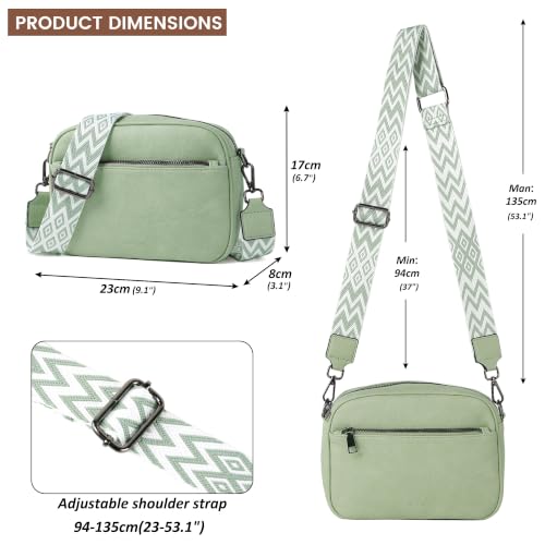 Image of TANTOMI Crossbody Bags for Women Trendy,Vegan Leather Crossbody Purses for Women Small Shoulder Bag Handbags with Wide Strap (Light Green)