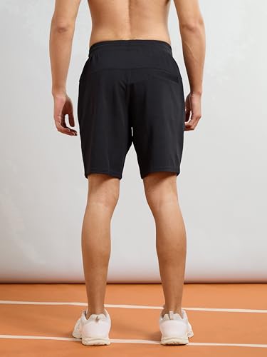 Image of TECHNOSPORT Men Solid Slim Fit Sports Shorts TS Flexi Polyester Mid Rise Drawstring Shorts Pant for Men Pockets Gym Workout Running Joggers Casual Quick Dry