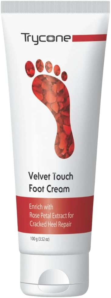 Trycone Crack Heel Repair Foot Cream Velvet Touch with Rose Petal, 100 Gm