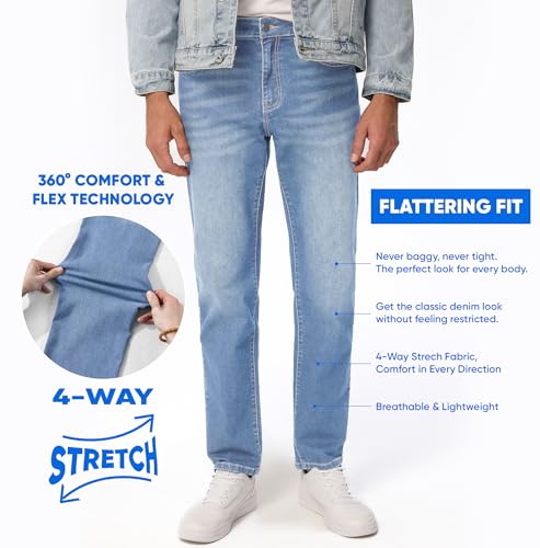 Image of JMIERR Men's Stretch Jeans Regular Fit Straight Leg Casual Denim Pants