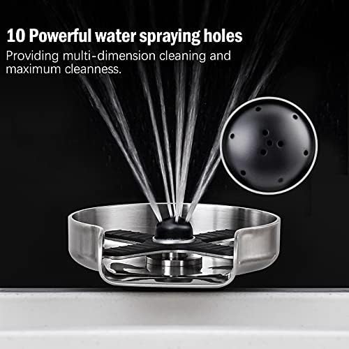DJS Glass Washer,Glass Rinser with 10 Angles of Discharge, Automatic GALSS Cup Washer,Stainless Glass Rinser for Kitchen Sink