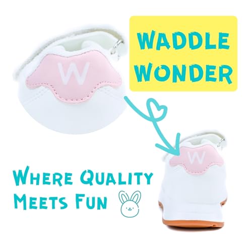 waddle wonder Cheer Shoes for Girls Toddler Tennis School Running Sneaker Non-Slip Hook&Loop Casual Kids Footwear White3